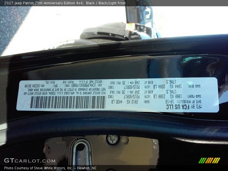 Black / Black/Light Frost 2017 Jeep Patriot 75th Anniversary Edition 4x4