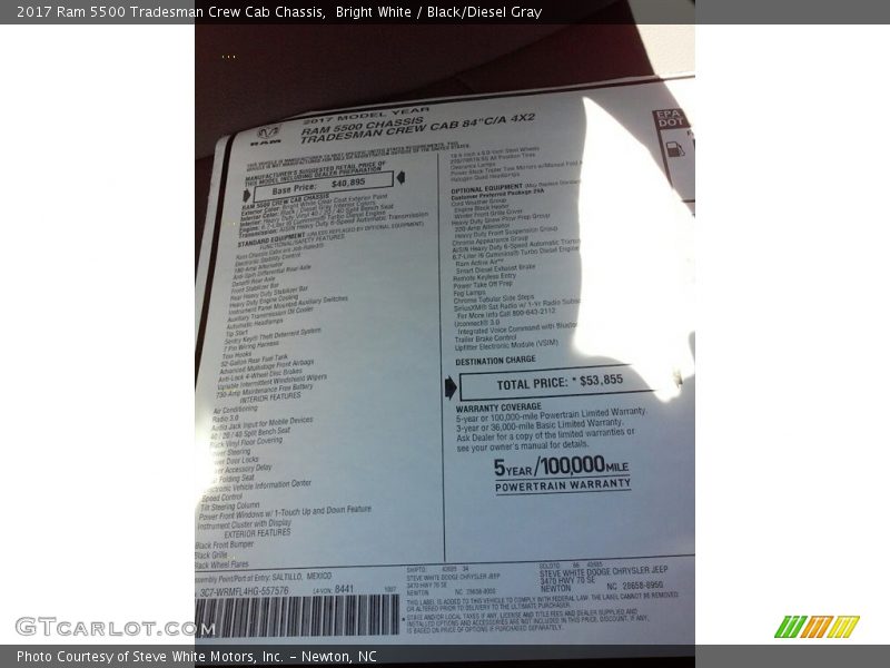 Bright White / Black/Diesel Gray 2017 Ram 5500 Tradesman Crew Cab Chassis