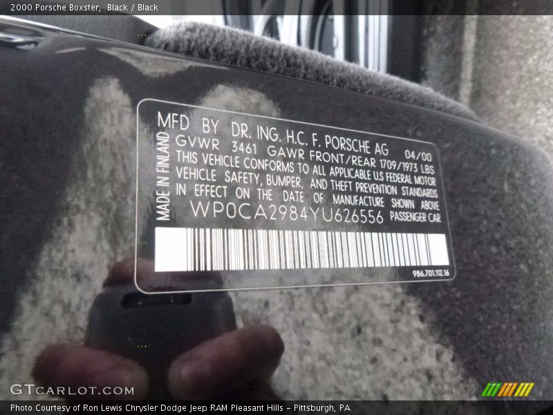 Black / Black 2000 Porsche Boxster