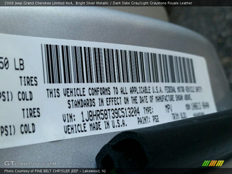 Bright Silver Metallic / Dark Slate Gray/Light Graystone Royale Leather 2009 Jeep Grand Cherokee Limited 4x4