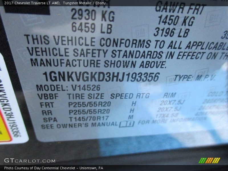 Tungsten Metallic / Ebony 2017 Chevrolet Traverse LT AWD