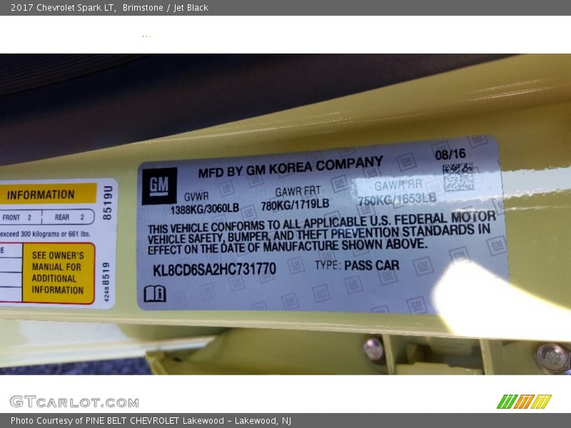 Brimstone / Jet Black 2017 Chevrolet Spark LT