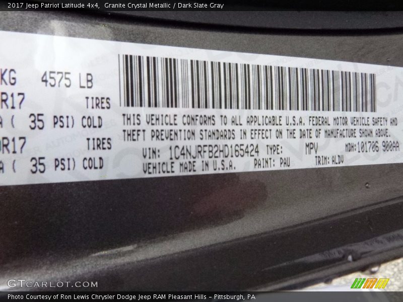 Granite Crystal Metallic / Dark Slate Gray 2017 Jeep Patriot Latitude 4x4