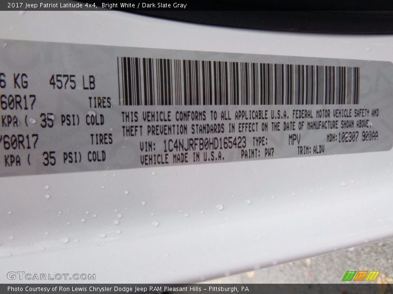 Bright White / Dark Slate Gray 2017 Jeep Patriot Latitude 4x4