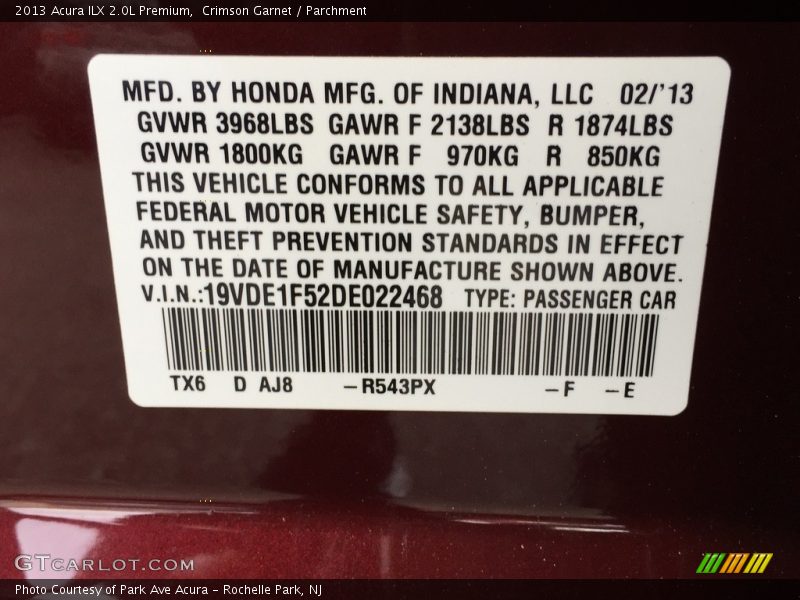 Crimson Garnet / Parchment 2013 Acura ILX 2.0L Premium