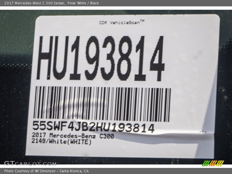 Polar White / Black 2017 Mercedes-Benz C 300 Sedan