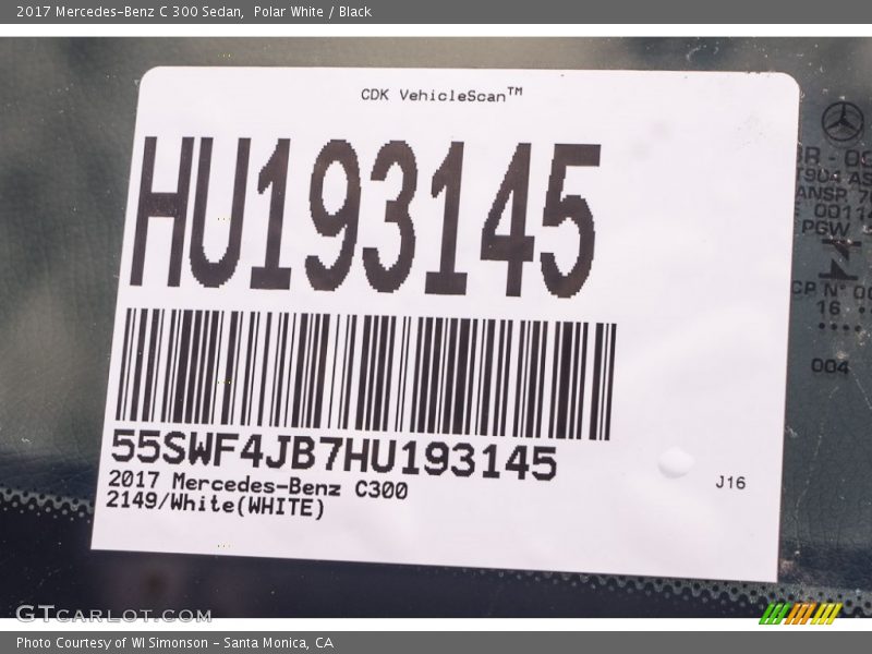 Polar White / Black 2017 Mercedes-Benz C 300 Sedan