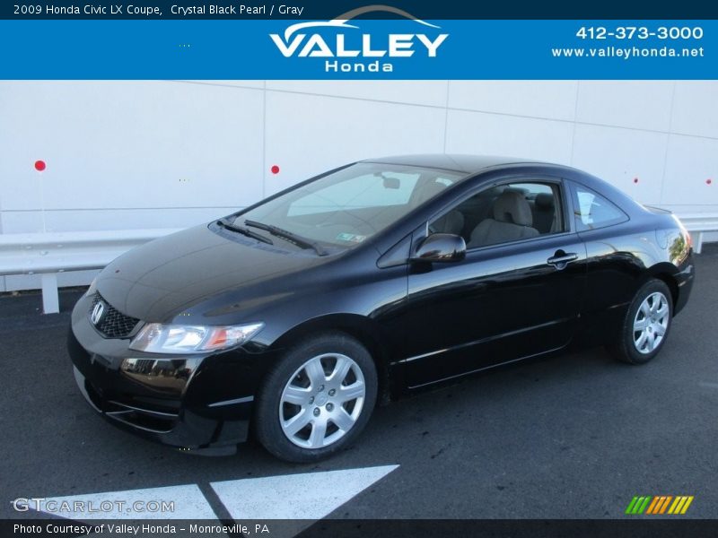 Crystal Black Pearl / Gray 2009 Honda Civic LX Coupe