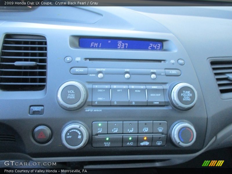 Crystal Black Pearl / Gray 2009 Honda Civic LX Coupe