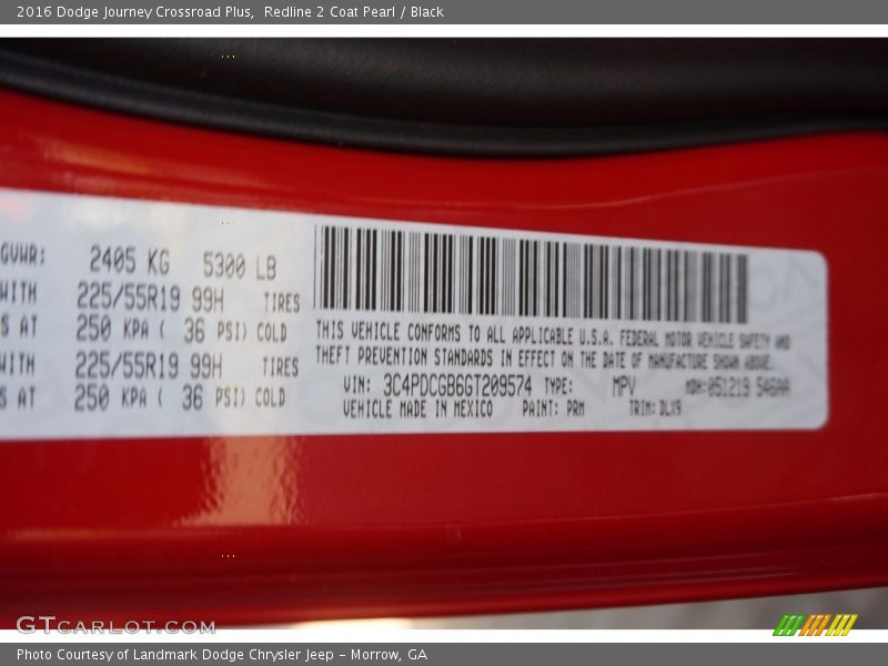 Redline 2 Coat Pearl / Black 2016 Dodge Journey Crossroad Plus