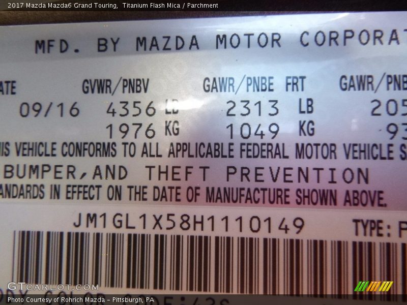 Titanium Flash Mica / Parchment 2017 Mazda Mazda6 Grand Touring