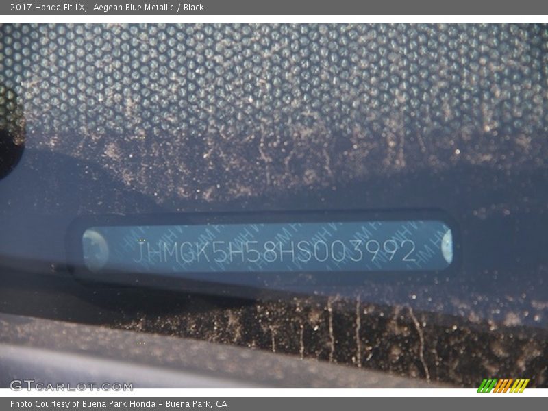 Aegean Blue Metallic / Black 2017 Honda Fit LX