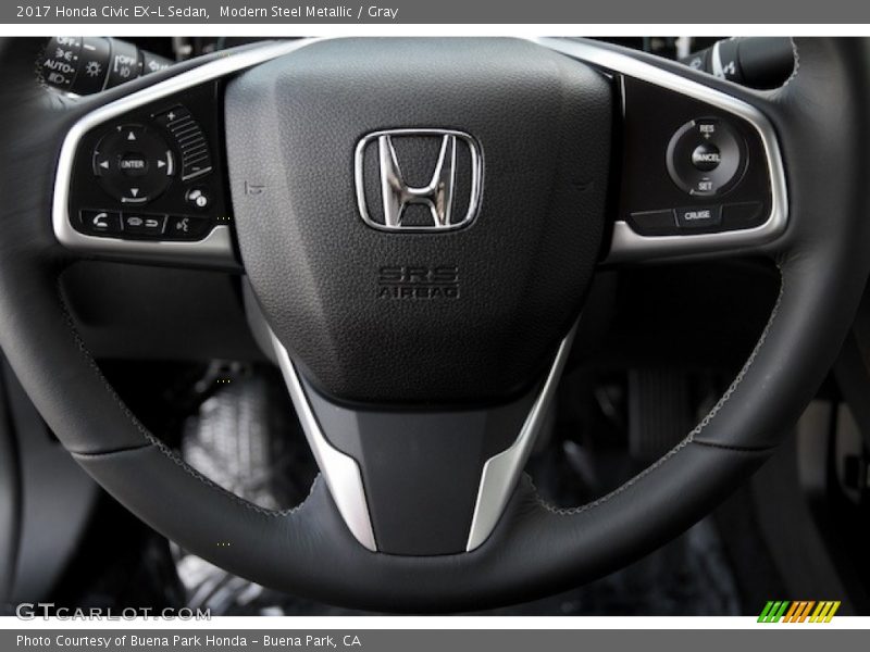 Modern Steel Metallic / Gray 2017 Honda Civic EX-L Sedan