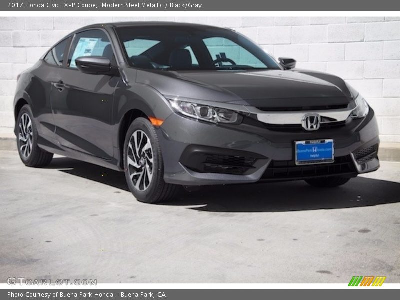 Modern Steel Metallic / Black/Gray 2017 Honda Civic LX-P Coupe