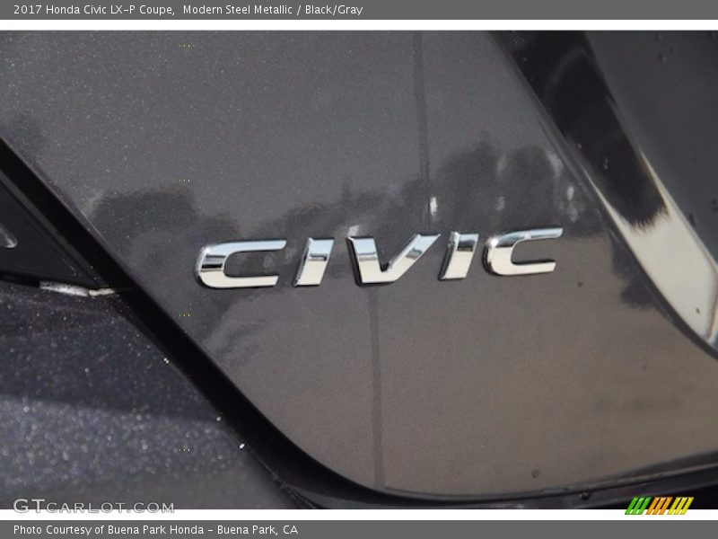 Modern Steel Metallic / Black/Gray 2017 Honda Civic LX-P Coupe