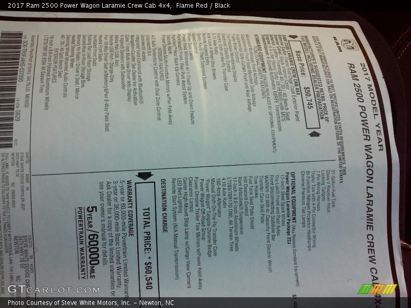  2017 2500 Power Wagon Laramie Crew Cab 4x4 Window Sticker