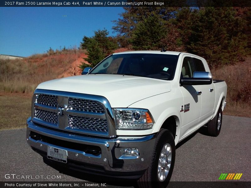 Pearl White / Canyon Brown/Light Frost Beige 2017 Ram 2500 Laramie Mega Cab 4x4