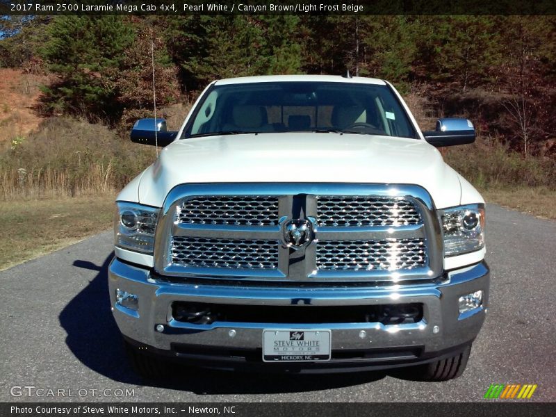 Pearl White / Canyon Brown/Light Frost Beige 2017 Ram 2500 Laramie Mega Cab 4x4