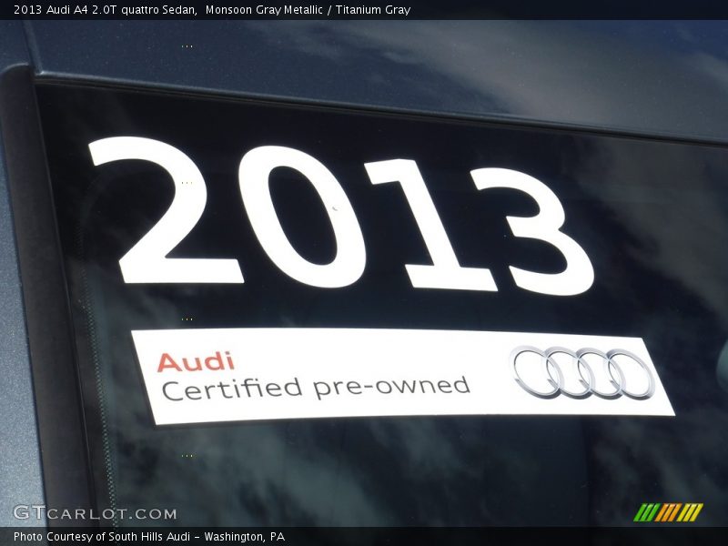Monsoon Gray Metallic / Titanium Gray 2013 Audi A4 2.0T quattro Sedan