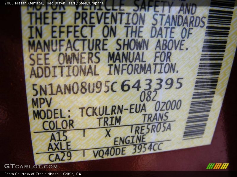 Red Brawn Pearl / Steel/Graphite 2005 Nissan Xterra SE
