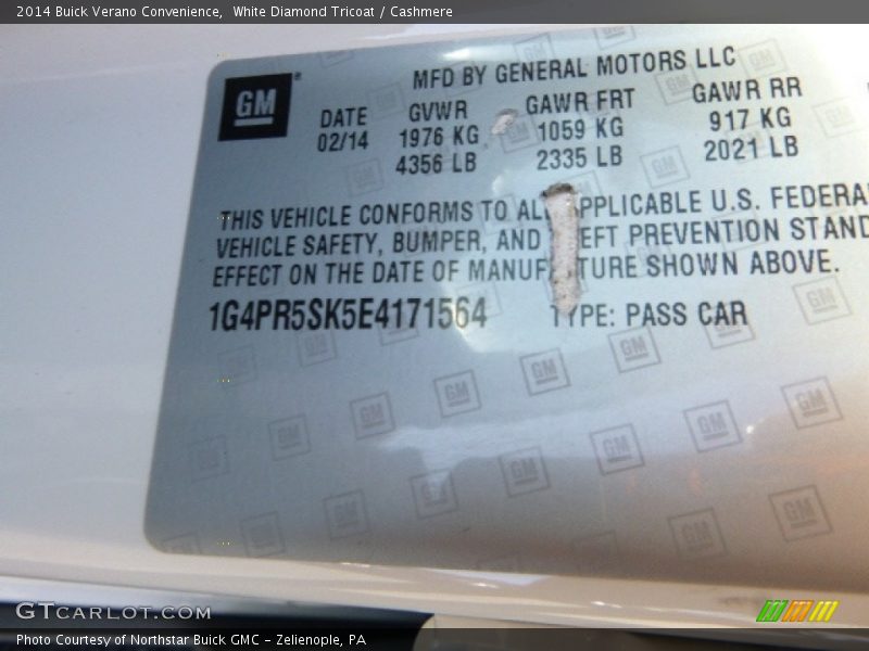 White Diamond Tricoat / Cashmere 2014 Buick Verano Convenience