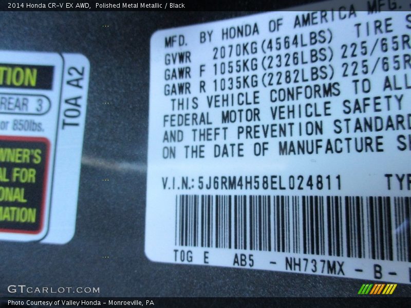 Polished Metal Metallic / Black 2014 Honda CR-V EX AWD