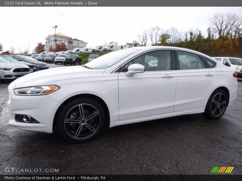 White Platinum Metallic / Dune 2015 Ford Fusion SE