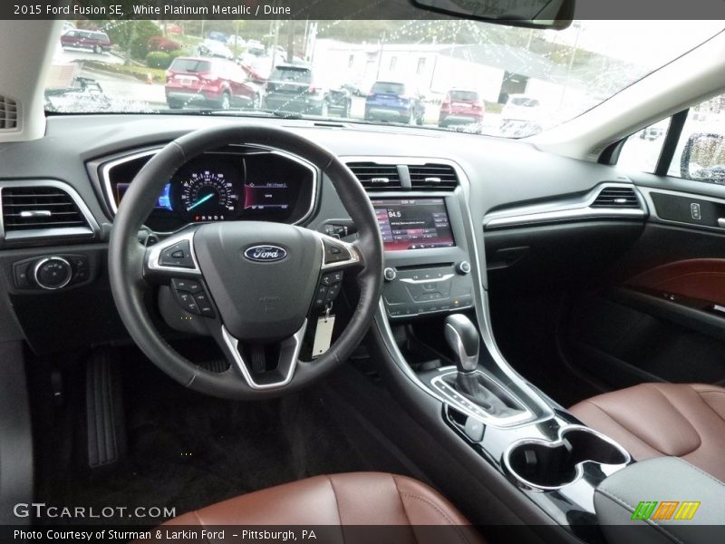 White Platinum Metallic / Dune 2015 Ford Fusion SE