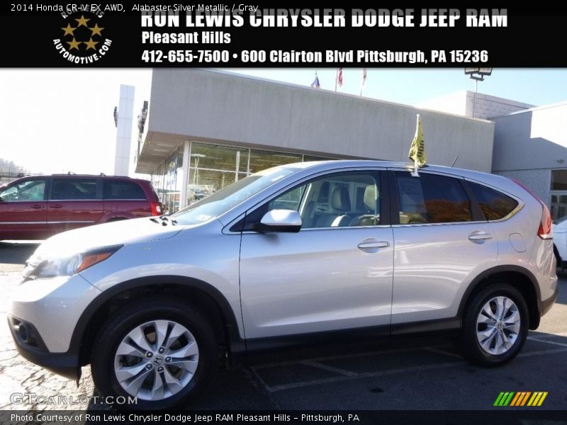 Alabaster Silver Metallic / Gray 2014 Honda CR-V EX AWD