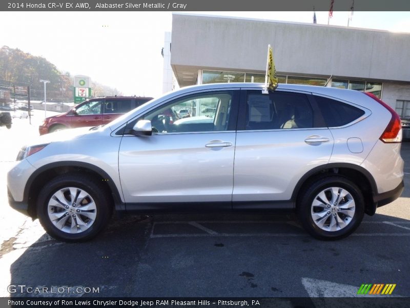 Alabaster Silver Metallic / Gray 2014 Honda CR-V EX AWD