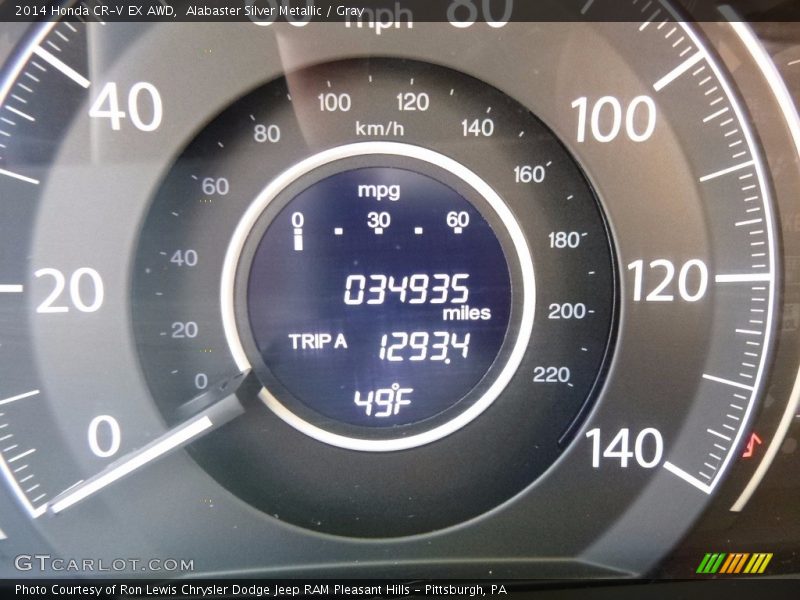Alabaster Silver Metallic / Gray 2014 Honda CR-V EX AWD