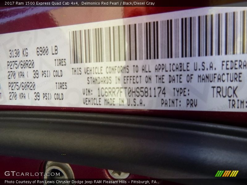 2017 1500 Express Quad Cab 4x4 Delmonico Red Pearl Color Code PRV