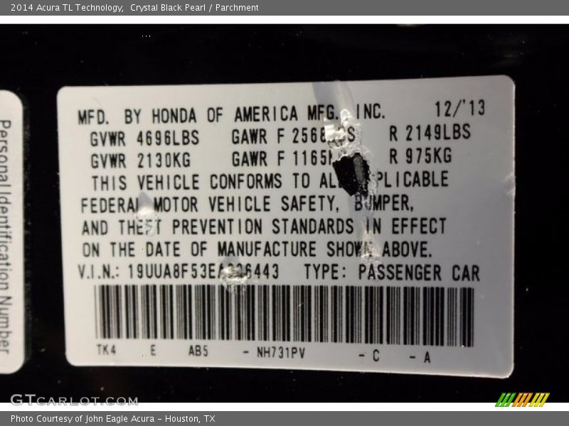 Crystal Black Pearl / Parchment 2014 Acura TL Technology