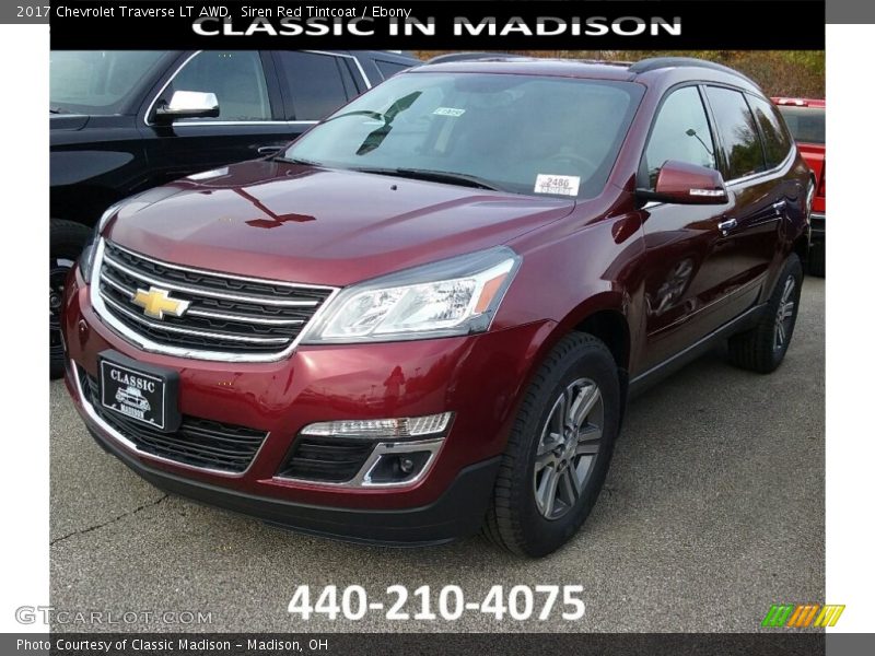 Siren Red Tintcoat / Ebony 2017 Chevrolet Traverse LT AWD