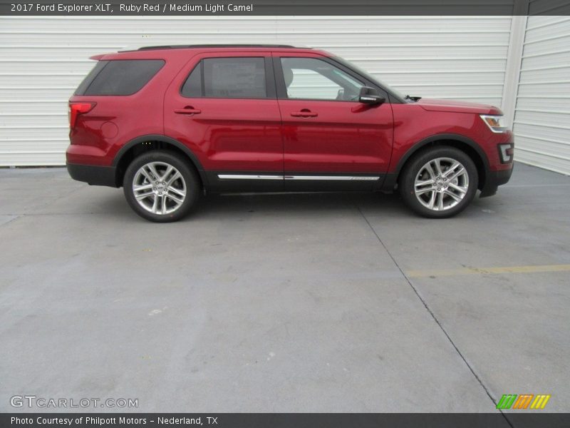 Ruby Red / Medium Light Camel 2017 Ford Explorer XLT
