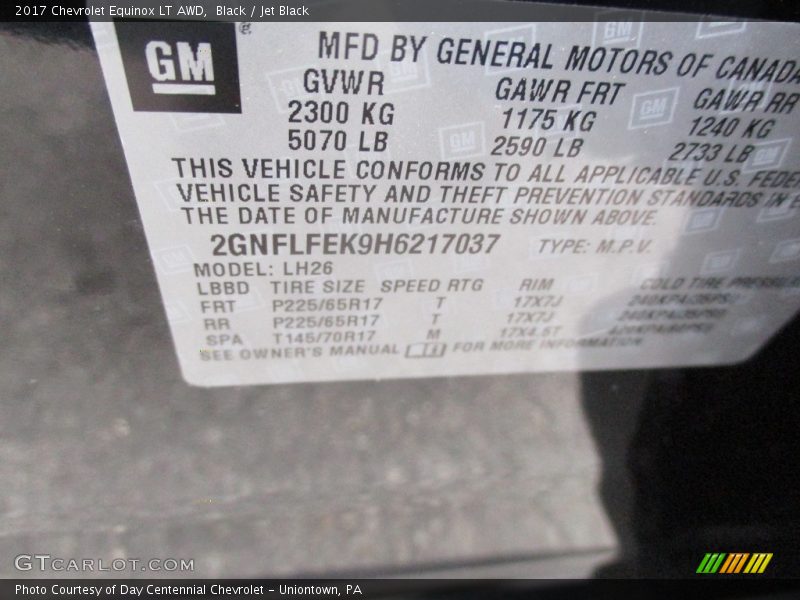 Black / Jet Black 2017 Chevrolet Equinox LT AWD