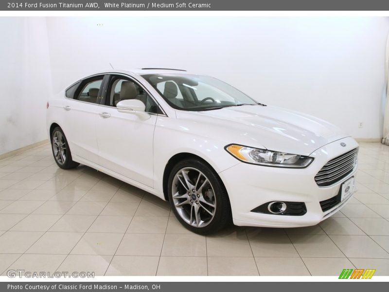 White Platinum / Medium Soft Ceramic 2014 Ford Fusion Titanium AWD