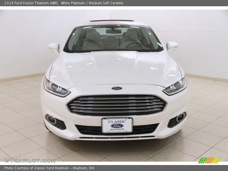 White Platinum / Medium Soft Ceramic 2014 Ford Fusion Titanium AWD