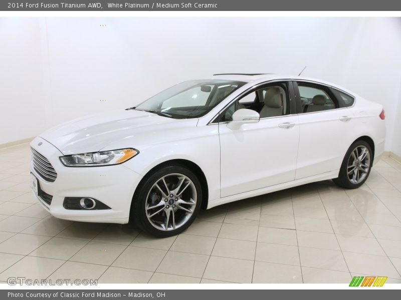 White Platinum / Medium Soft Ceramic 2014 Ford Fusion Titanium AWD