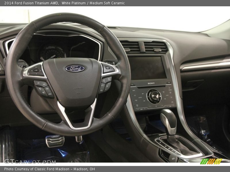 White Platinum / Medium Soft Ceramic 2014 Ford Fusion Titanium AWD