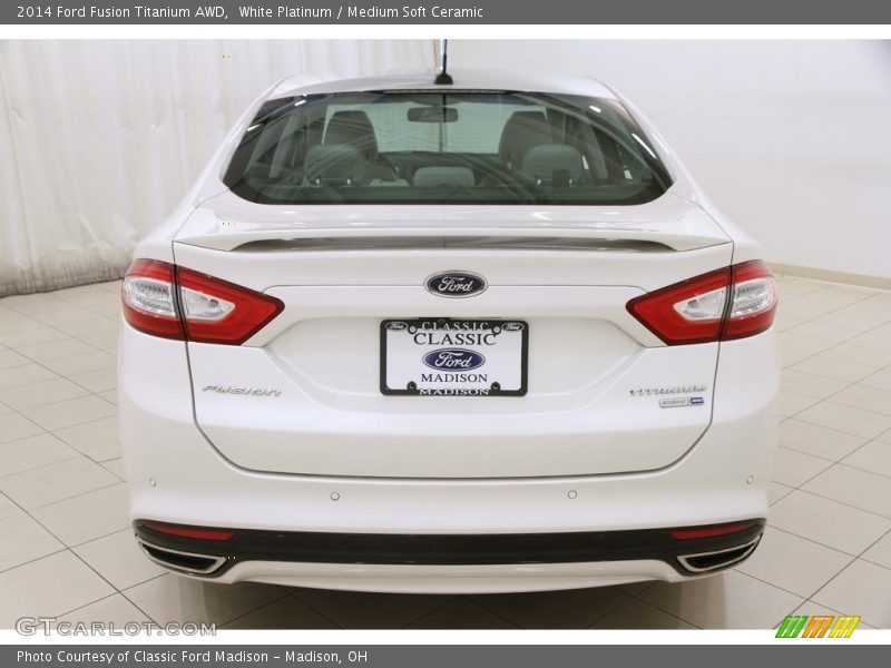 White Platinum / Medium Soft Ceramic 2014 Ford Fusion Titanium AWD