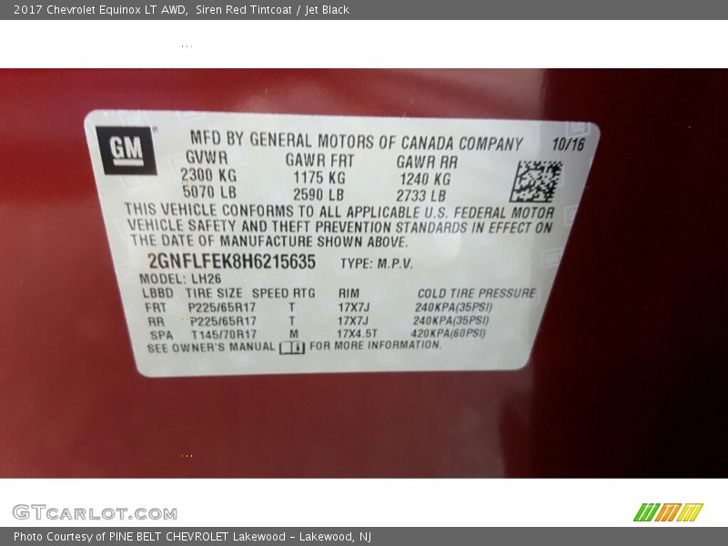 Siren Red Tintcoat / Jet Black 2017 Chevrolet Equinox LT AWD
