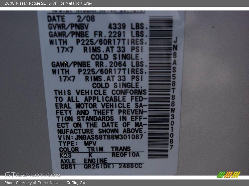 Silver Ice Metallic / Gray 2008 Nissan Rogue SL