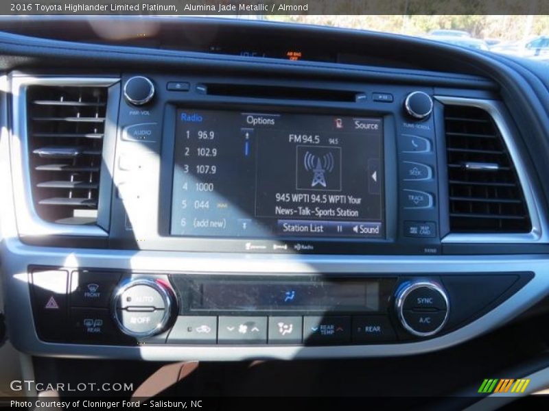Alumina Jade Metallic / Almond 2016 Toyota Highlander Limited Platinum