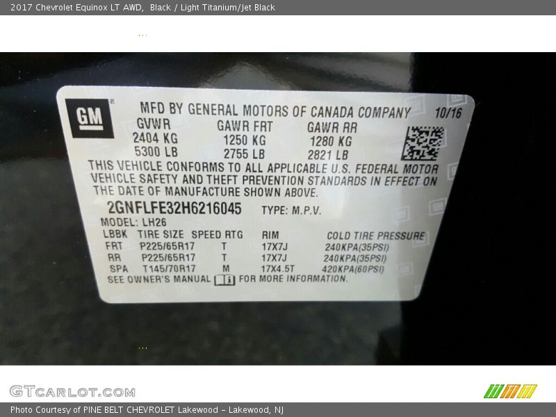 Black / Light Titanium/Jet Black 2017 Chevrolet Equinox LT AWD