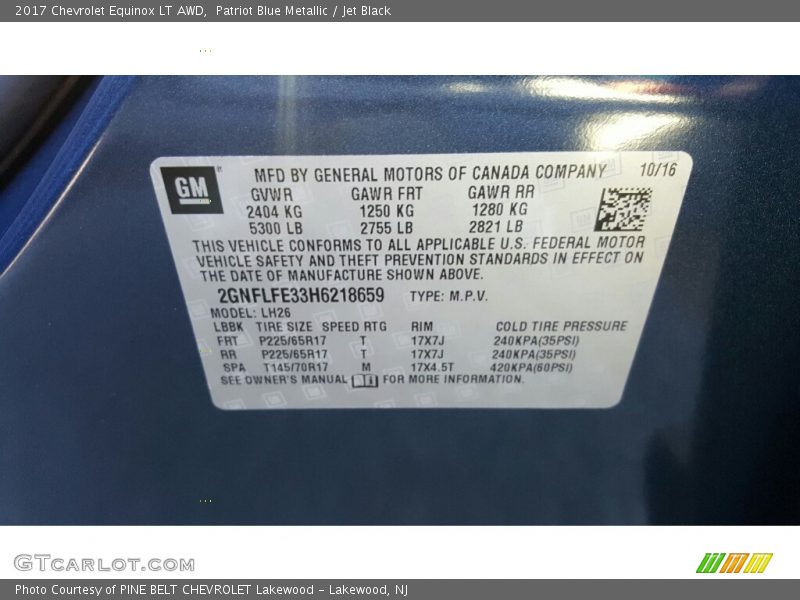 Patriot Blue Metallic / Jet Black 2017 Chevrolet Equinox LT AWD