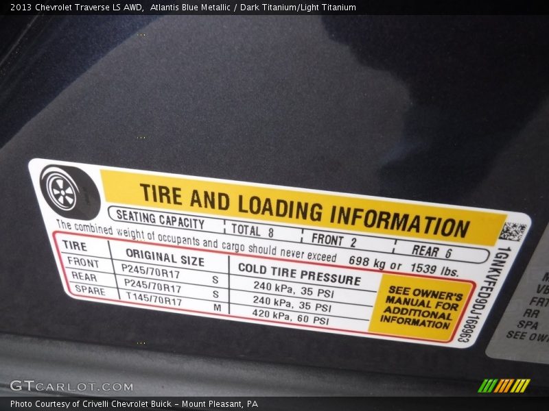 Atlantis Blue Metallic / Dark Titanium/Light Titanium 2013 Chevrolet Traverse LS AWD