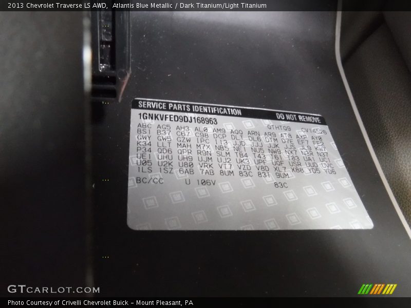 Atlantis Blue Metallic / Dark Titanium/Light Titanium 2013 Chevrolet Traverse LS AWD