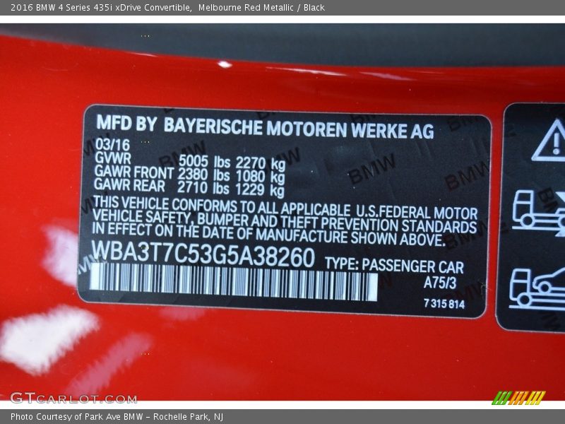 Melbourne Red Metallic / Black 2016 BMW 4 Series 435i xDrive Convertible