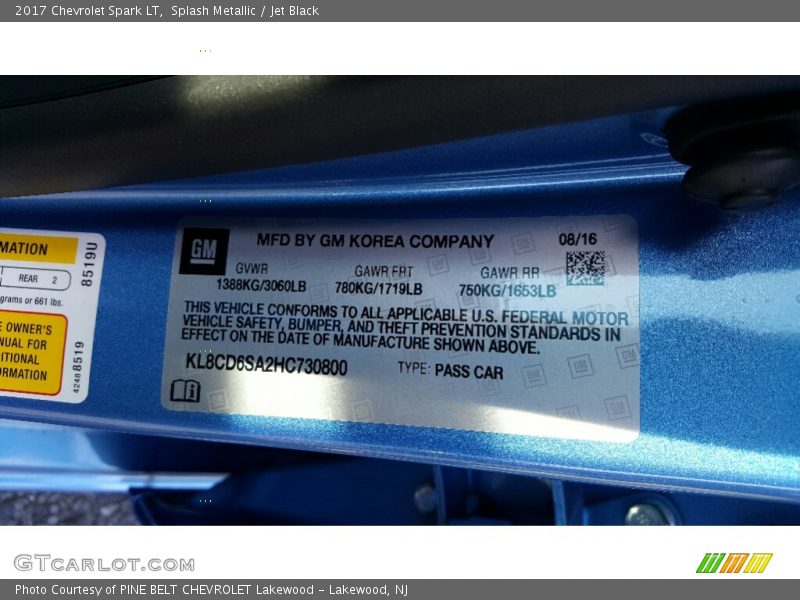 Splash Metallic / Jet Black 2017 Chevrolet Spark LT